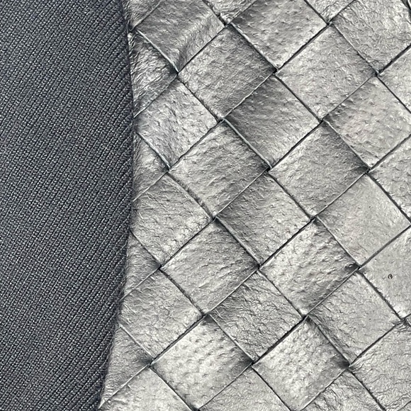 Black Woven Leather Jacket with Knit Sleeves - Picture 4 of 9